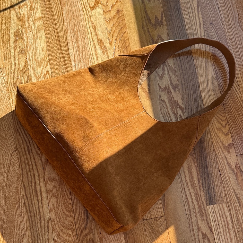 Brown Faux Suede Tote Bag